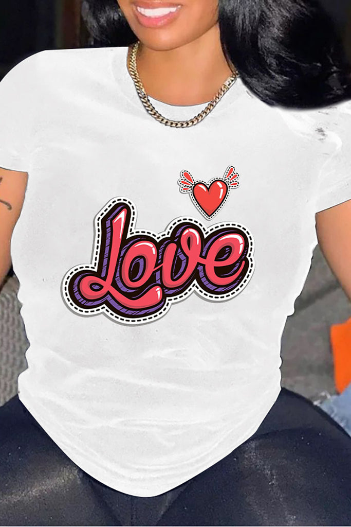 Women's Printed Street Style Short Sleeve Workout T-shirt Top