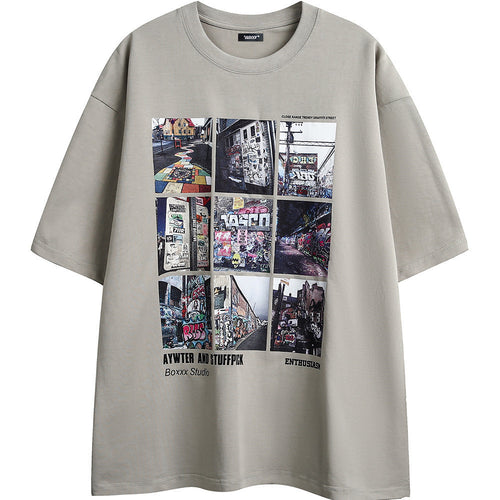 City Landscape Printed Short-sleeved T-shirt Men