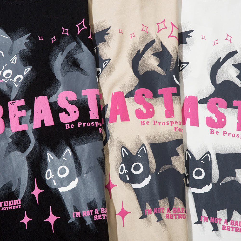 Kitten Men's Loose Casual Short-sleeved Top