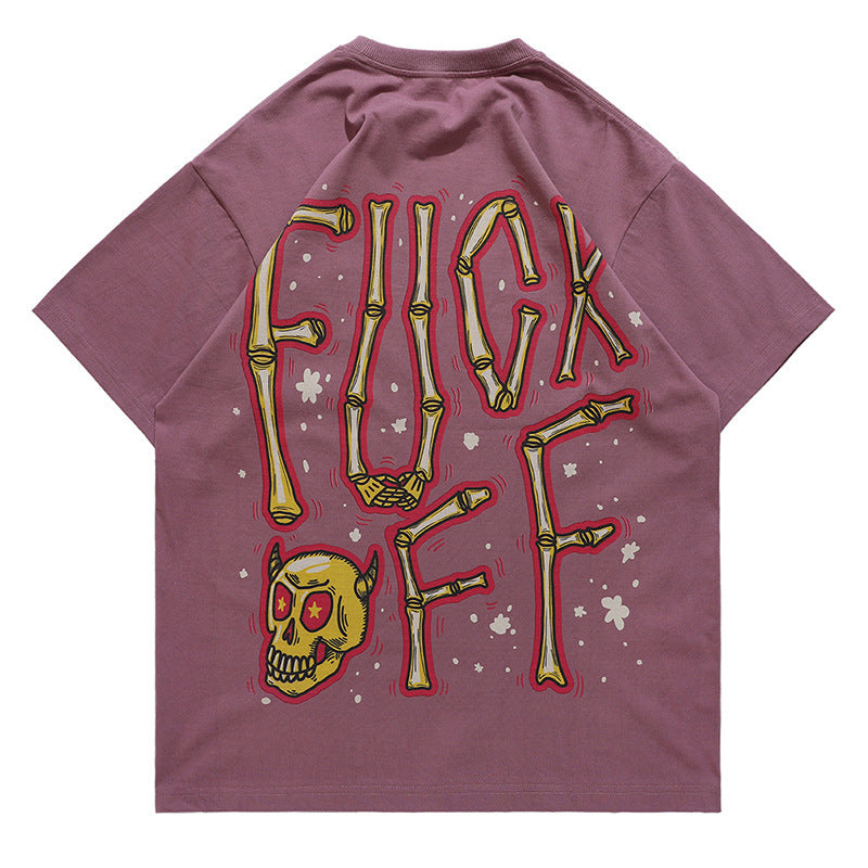 Men's Loose Couple Short-sleeved T-shirt With Bone Letter Print