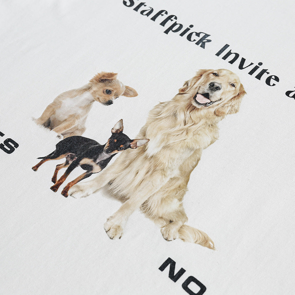 Animal Puppy Printed Color Matching Short Sleeve Men