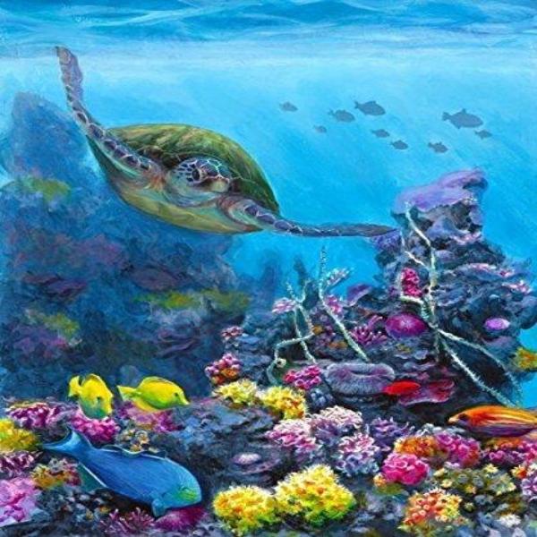 Sea Turtle Swimming in The Water - 5D Diamond Painting