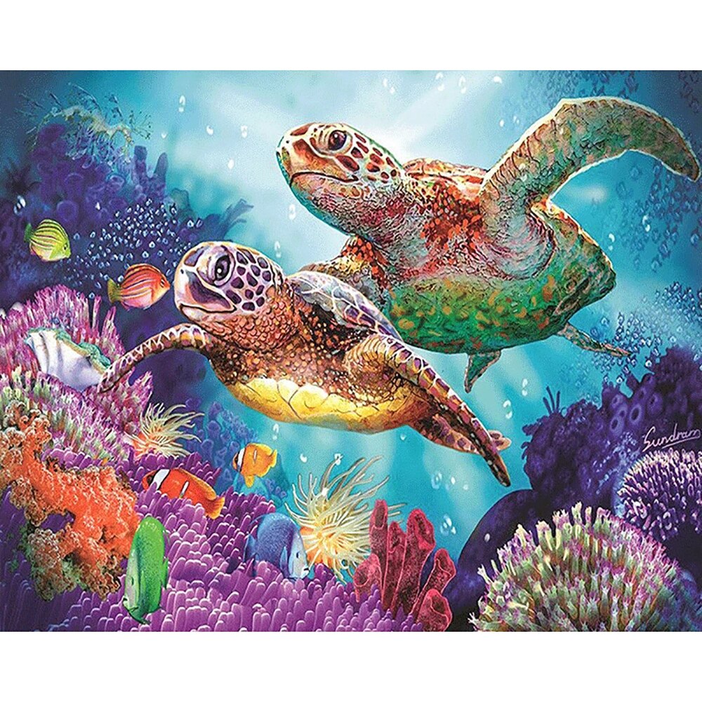 colorful sea turtle paintings