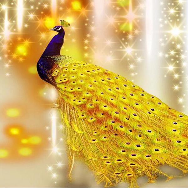  Golden Peacock Diamond Art Kits for Adults, 30x90cm