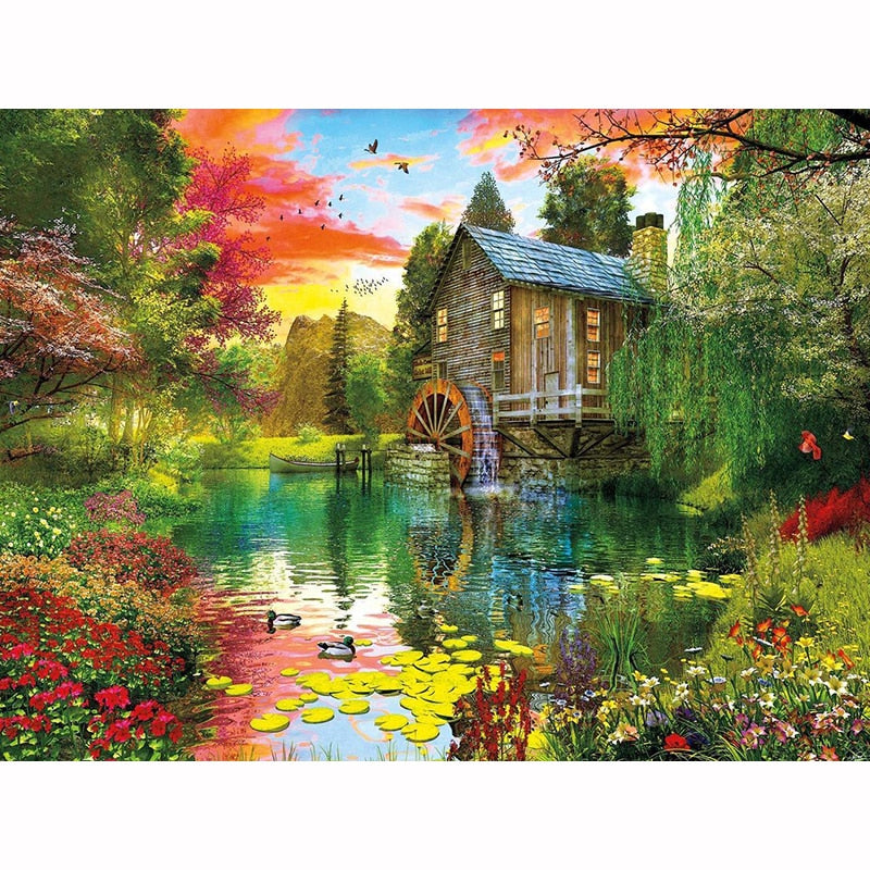 5D Diamond Painting Flowers by the Pond Kit