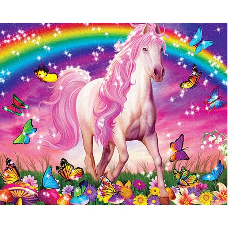 Rainbow Dream Pony Diamond Painting Kit with Free Shipping – 5D