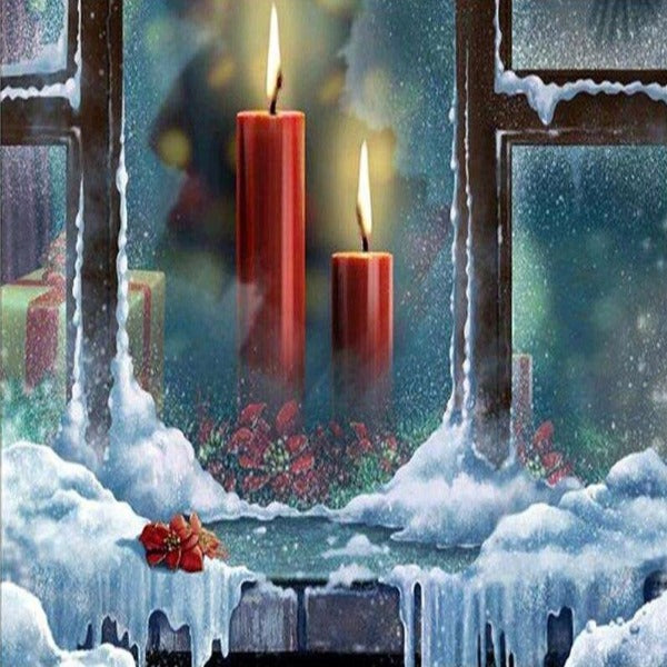 Candles On Window Diamond Painting Kit with Free Shipping – 5D