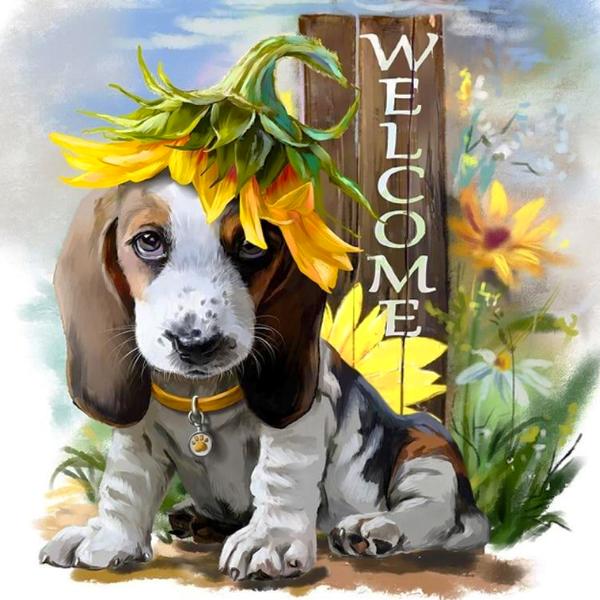 Puppy Welcome Diamond Painting Kit with Free Shipping – 5D Diamond Paintings