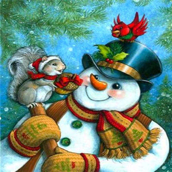 5D Diamond Painting Green Christmas Puppy and Presents Kit