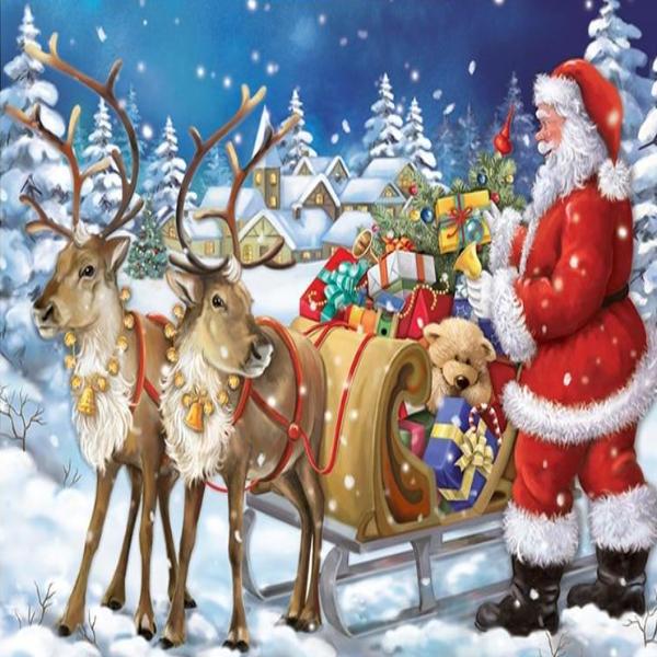 5D Diamond Painting Father Christmas Sled Kit