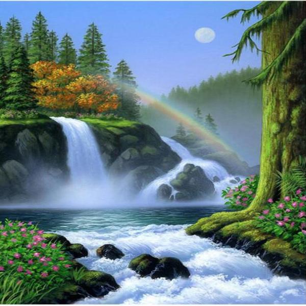 5D Diamond Painting Jungle Animals Waterfalls Kit