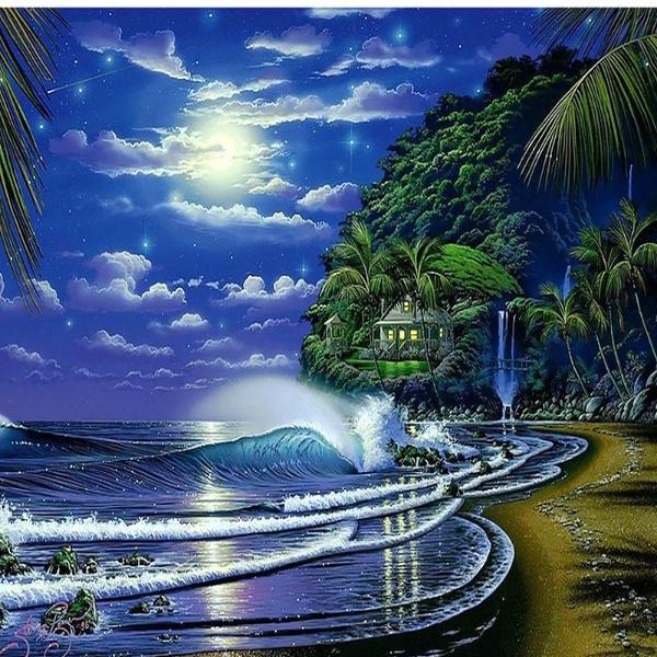 The Moonlight Beach 5D Diamond Painting -  – Five Diamond  Painting
