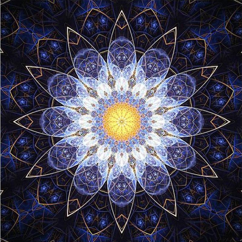 5D Diamond Painting Blue Flower Circle Mandala Kit