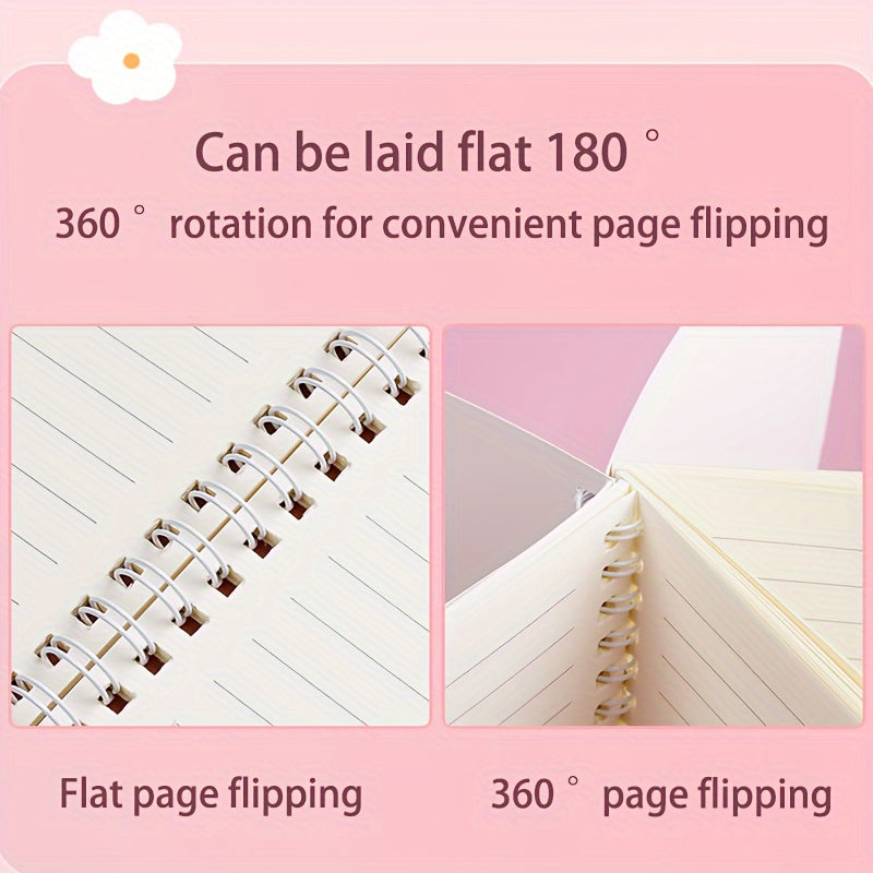 4-Pack A5 Spiral Notebooks with Minimalist Bear and Rabbit Designs, 120 Pages Each, Durable Coil Bound Journals with Lay-Flat 360° Design, Cute Illustrated Writing Notebooks for Students and Journaling