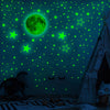 5pcs Glow-in-the-Dark Wall Decals - Luminous Moon, Stars & Dots Stickers for Bedroom and Living Room Ceiling Decor, Fluorescent Green, Self-Adhesive