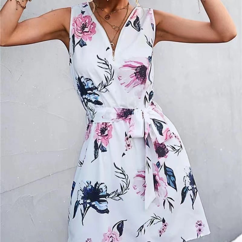 V-neck Zip-neck Dress Women's Spring And Summer