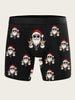 1pc Festive Men'S Boxer Briefs, Christmas Hip-Hop Santa Print, Novelty Casual Underwear, High Stretch Polyester with Spandex Lining, Funny Cartoon Pattern, No Waistband, Holiday Gift Essentials