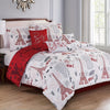 7pcs Christmas Halloween Decoration Comforter Set Stylish And Beautifully Printed 1 Comforter+2 Pillow Shams+1 Decorative Pillow+1 Breakfast Pillow +1 Cushion+1 Bed Skirt Easy To Care For Machine Washable Suitable For Bedrooms Rooms Hotels