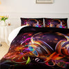 Music Headphones Bedding Set, Comforter With Colorful Rainbow Quilt Design, 3 Piece Music Comforter Set