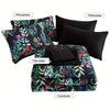 7 Piece Bed In A Bag Floral Comforter Set, Botanical Flowers Comforter And Sheet Set, (Dark Floral, Queen)