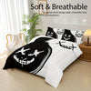 3 Piece Black And White Puzzle Comforter Set, Cartoon Anime Bedding, Cartoon Gothic Bedroom Decor (1 Comforter + 2 Pillowcases), Comforter For All Seasons, Soft, Comfy And Breathable Printed Bedding For Home Dorm Decoration
