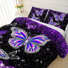 Purple Butterfly Quilt Set, Purple Starry Sky Galaxy Duvet Sets, Creative Design Printed Bedding, Bedroom Decoration Duvet Set (1*Comforter + 2*Pillowcase, Without Core)