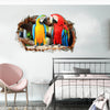 Broken Hole Wall Stickers Parrot Love Creative Home Decoration Background Wall Stickers