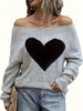 Heart Pattern Drop Shoulder Long Sleeve Sweater for Women, Casual Fall & Winter Cozy Knitwear