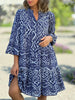 Women's V-neck Flared Sleeves Cake Flowers Stitching Dress