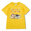 Cute Cartoon Printed Loose All-match Summer Round Neck Niche Pure Cotton Top T-shirt With Short Sleeves
