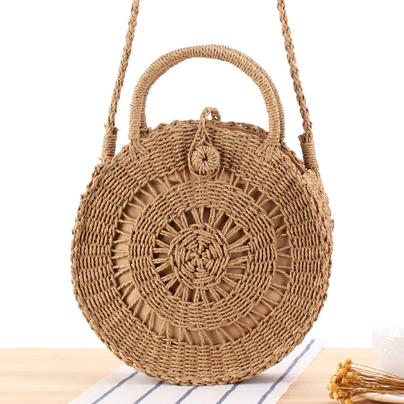 Straw bow crossbody woven bag