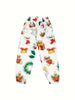 Christmas Themed Casual Jogger Pants Polyester with Spandex, Festive Print, Pockets, Knit Fabric, Long Length for Adults - Fall/Winter Season