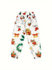 Christmas Themed Casual Jogger Pants Polyester with Spandex, Festive Print, Pockets, Knit Fabric, Long Length for Adults - Fall/Winter Season