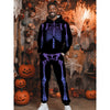 Men's Halloween Skull Pattern Fashion Novelty Pajamas Loungewear Set, Hoodie And Sweatpants Set, Long Sleeve Sweatshirts Jogger Pant 2 Piece Outfits For Men