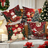 Contemporary Style Christmas Throw Cushion Covers Set of 4, Hand-Washable, Zippered, Woven Polyester Decorative Case for Sofa and Living Room, Festive Holiday Prints - 17.72x17.72 inches (No Insert)