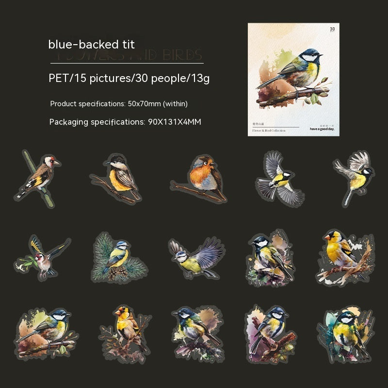 Flowers And Birds Set Watercolor Journal Decoration Material Paper