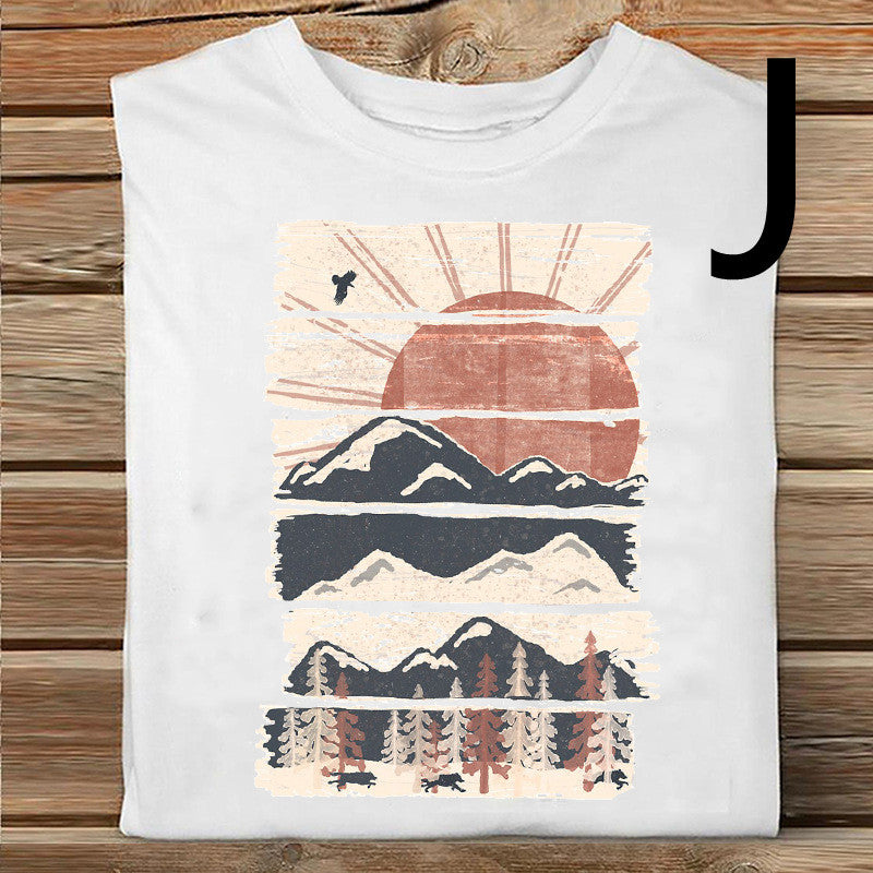 Women's Printed Casual Loose Round Neck T-shirt