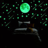 Fluorescent Meteor & Moon Wall Decal - Removable PVC Sticker for Bedroom, Living Room, Bathroom, Kitchen, and Playroom Decor