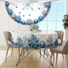 1pc Heat-resistant Polyester Woven 63inch Round Shape Tablecloth, Machine Made Winter Christmas Light Blue Snowflake Pattern Print, Dust-proof Household Art Table Cloth Tapestry Curtain for Dinning Room and Yard, Holiday Party Decor