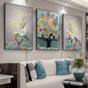 3pcs Golden Frameless Abstract Chinese Feng Shui Rich Tree Wall Art Canvas Painting, 15.7*23.6in, No Frame, Art For Living Room Cuadros Decor