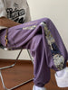 Men's Stylish Comfy Bears Embroidery Pattern Pants With Pockets, Casual Breathable Drawstring Loose Joggers For Outdoor Activities