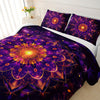 3-pcs Bohemian Purple Wreath Style Duvet Set, Artistic Tie Dye Printed Bedding Design, Creatively Designed Adult Duvet Set (1*Comforter + 2*Pillowcase, Without Core)