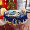 Vibrant Blue Plaid Christmas Tablecloth - Embossed Edges, Waterproof, Stain-Resistant, Easy Care, Perfect for Holiday Dining & Kitchen Decor, Available in 4 Sizes (Round & Square)