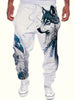 Men's Wolf Graphic Jogger Pants With Drawstrings, Casual Comfy Breathable Trousers For Spring And Autumn