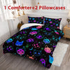 3pcs Neon Cat Print Comforter Set, Soft Comfortable Comfortable Bedding Set, For Bedroom Guest Room Dorm (1*Comforter + 2*Pillowcase, Without Core)