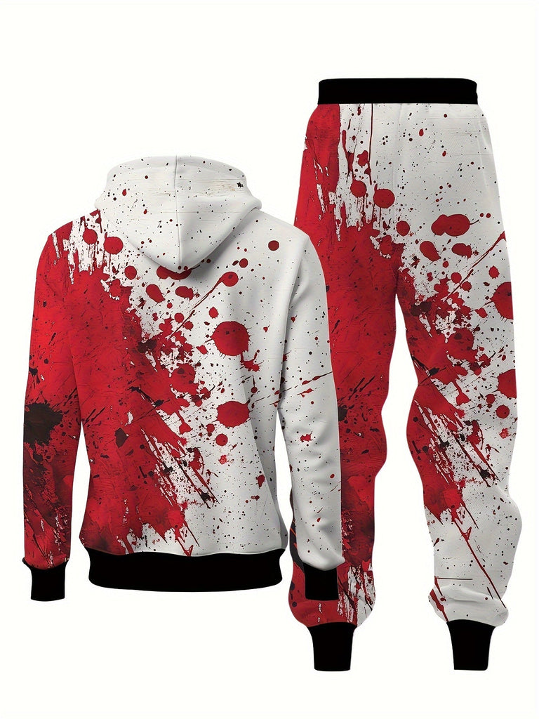 Halloween Men's Hoodie & Sweatpants Set - Casual, Fashion Novelty Pajamas Loungewear Set, Hoodie And Sweatpants Set, Long Sleeve Sweatshirts Jogger Pant 2 Piece Outfits For Men