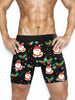 1pc Festive Christmas Cartoon Santa Print Men'S Boxer Briefs, Stretch Knit Polyester with Spandex Lining, Comfortable Breathable Holiday Underwear, No Waistband - Multiple Sizes Available