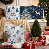 4-Pack Christmas Throw Pillow Covers 18x18 Inch - Contemporary Hand Washable Polyester Cushion Cases with Zipper Closure for Living Room Sofa Decoration, Woven Festive Print Design (Pillow Inserts Not Included)