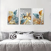 3pcs Modern Golden Butterfly Leaves Canvas Painting Frameless, Nordic Posters, Canvas Wall Art Prints For Living Room&Bedroom, Home Decor Artworks, No Frame