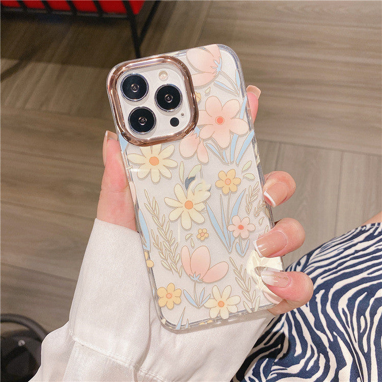 Electroplating Glitter Flower Phone Case Soft Shell